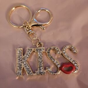Gold and Red Kiss Keychain